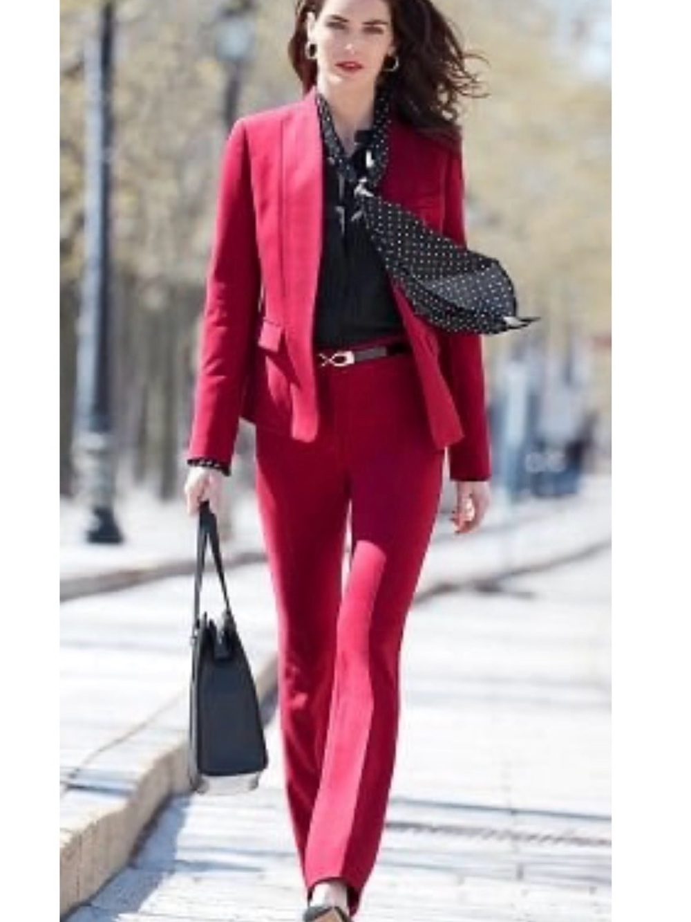 White House Black Market Red Tailored Pantsuit Blazer size 10, Pants 10P